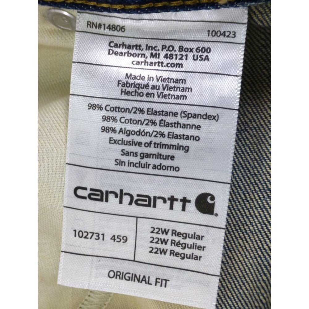 NWT Carhartt Womens Plus Original Fit Straight Leg Blue Denim Jeans 22W Regular - Picture 11 of 16